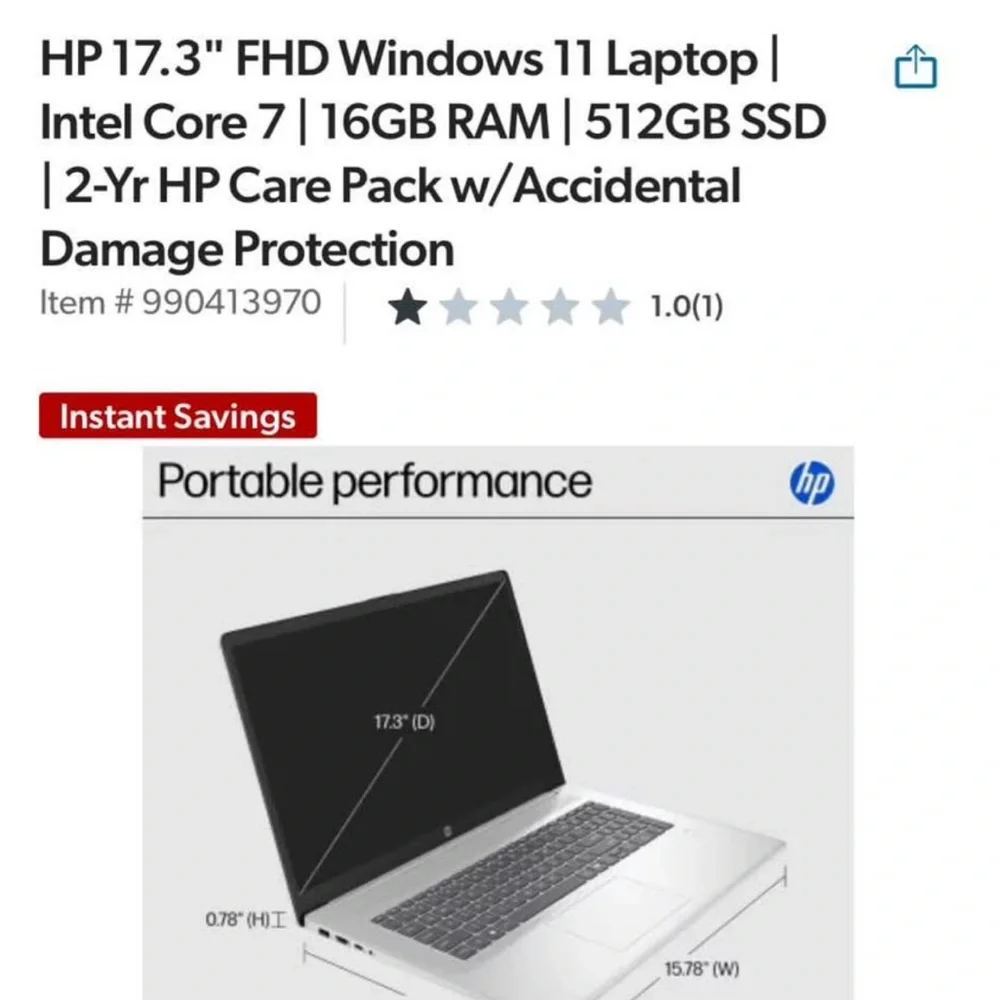 HP Envy 17.3” laptop intel core i7 16g RAM